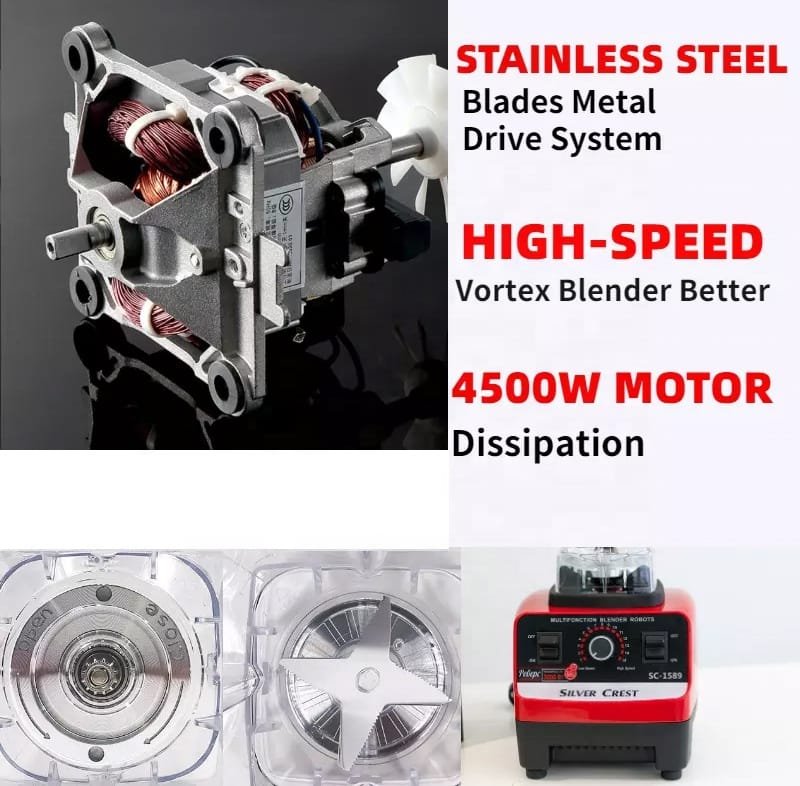 SILVER CREST 2L - Heavy Duty Commercial Unbreakable 2 In1 Double Cup 4500W Electric Blender - Image 4