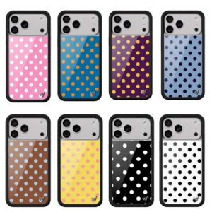 New Wildflower INS Cherry Strawberry Polka Dot Phone Case for 17 16 15 14 13 12 Pro Max 16 Plus 15 pro 3D WF Cute Cartoon Cover