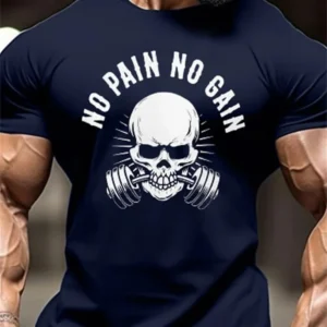 New Men's Fitness T-Shirt Fierce Gym Sports Short-Sleeved Top Quick-Dry Round Neck T-Shirt Fitness Competition Training Clothes