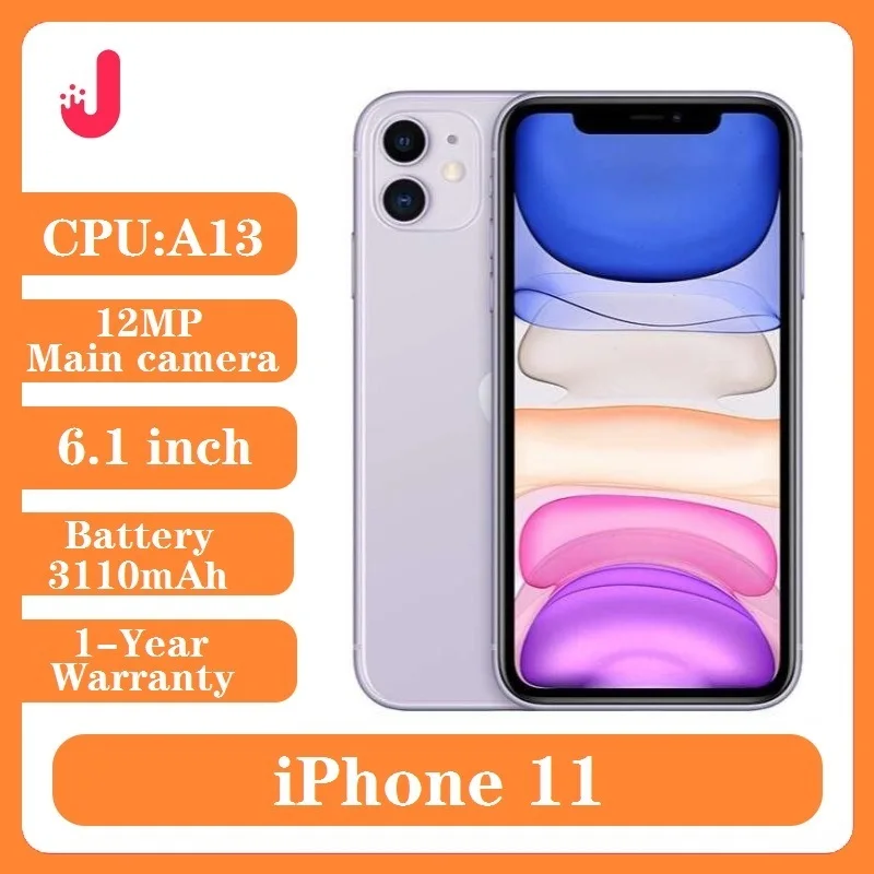 Original unlocked iPhone 11 64GB/128GB/256GB 3110mAh A13 6.1 inch LCD screen IOS LTE 4G iphone11 cellphone