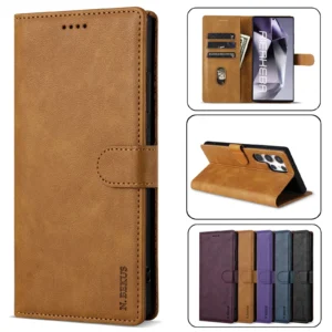 Business Leather Phone Case For Samsung Galaxy S25 S24 S23 Ultra S22 S21 FE S20 S10 Plus Note20 Flip Book Card Wallet Cover Etui