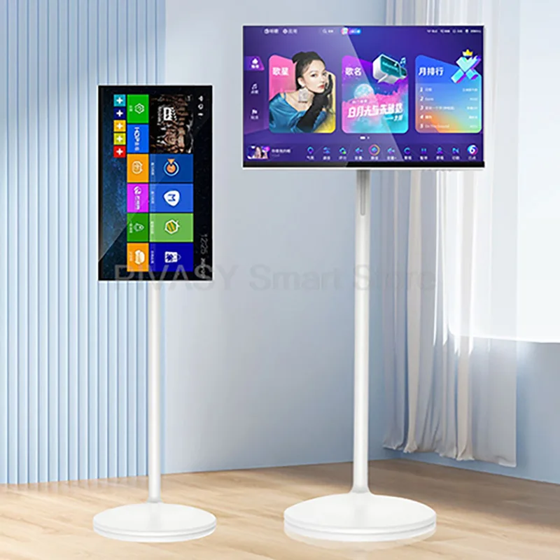 Touch Screen 32 Inch Android Smart TV Stand 10000mAH High-Battery 8+128G 4K UHD Device Rotatable Movable Monitor for Gym Live