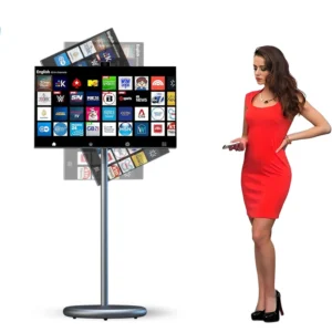 Portable Smart Tv 27 Inch Mobile Smart Tv Display Rotatable Portable Android Monitor Android 15 Mobile Smart Screen With Stand