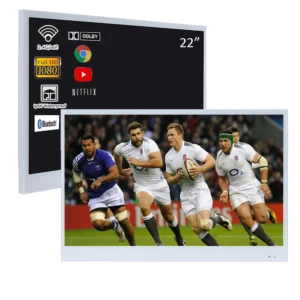 Souria 22 inches White Color Waterproof Bathroom SPA Hotel TV Built-in WiFi Bluetooth DTV Tuner Android IP66 Television
