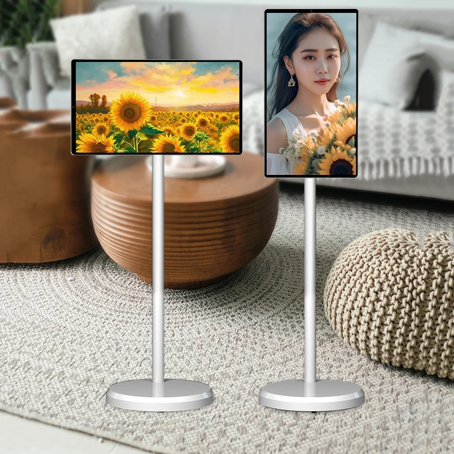 Wholesale Indoor Intelligent Led Display Touch Screen Smart Tv 21.5 Inch Mobile Tv Interactive Smart Portable Tv On Wheels - Image 2
