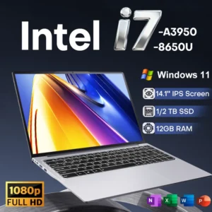 Intel Core i7-8650U Laptop Computer Intel Atom A3950 Win11 Pro Notebook PC 12GB RAM 1TB SSD 14.1" Portable Office Study Computer