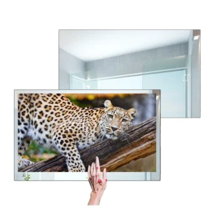 Souria 32 inches 4K UHD Full Touchscreen Smart Mirror Android Smart Waterproof LED TV for Bathroom SPA Salon Kitchen DTV Tuner