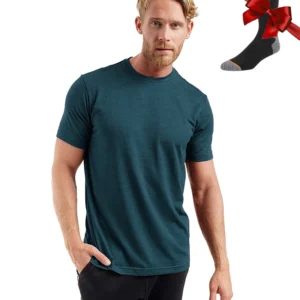100% Superfine Merino Wool T Shirt Mens Base Layer Shirt Merino Wool Wicking Breathable Quick Dry Anti-Odor +Merino Wool Socks