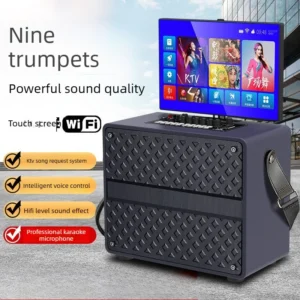 Home Square Dance Sound TV with Display Outdoor Karaoke Mobile Touch Screen Trolley Bluetooth Speaker Jukebox TV 14.1inch