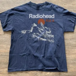 2025 Radiohead Kid A's album tour concert: Rare navy blue T-shirts, men's and women's casual printed short-sleeved shirts