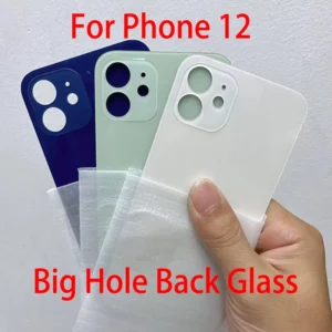 Big Hole Back Glass Cover For iPhone 12 Replacement Parts With Free Gifts,Tweezers+Engraving Knife+Alcohol Pads+Back Glue+Tools