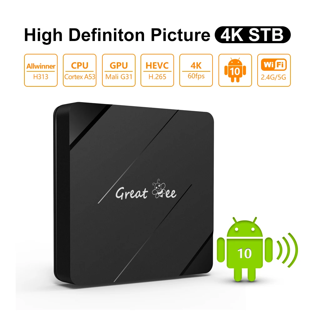 Great Bee New Arabic TV Box, Greatbee 2GB+16GB 2.4G & 5.0G Dual Wi-Fi Arab 4K Media Player Smart Set Top Boxes - Image 4
