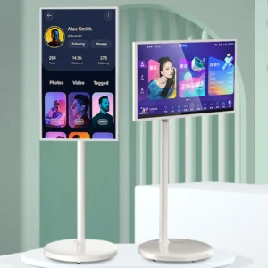 Hot Outdoor 24 32 Inch Portable TV Display Moving WiFi Touch Screen with Floor Standing Smart TV Monitor for Study Lift-able