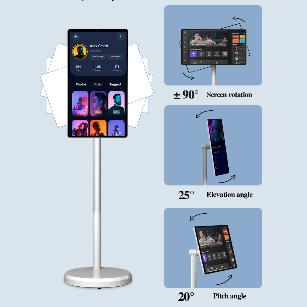 Wholesale Indoor Intelligent Led Display Touch Screen Smart Tv 21.5 Inch Mobile Tv Interactive Smart Portable Tv On Wheels - Image 3