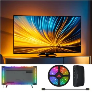 LED HDMI Sync TV Backlight with Dynamic Ambiance Lighting | LED Light Strip Works with TV Box/PS5/Fire Stick| Gaming Mode