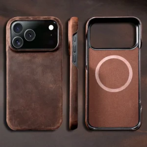 for Magsafe Case for iPhone 15 16 17 Pro Max 17Pro 17 Air 16Pro Retro Luxury Genuine PULL-UP Leather Magnetic Phone Back Cover