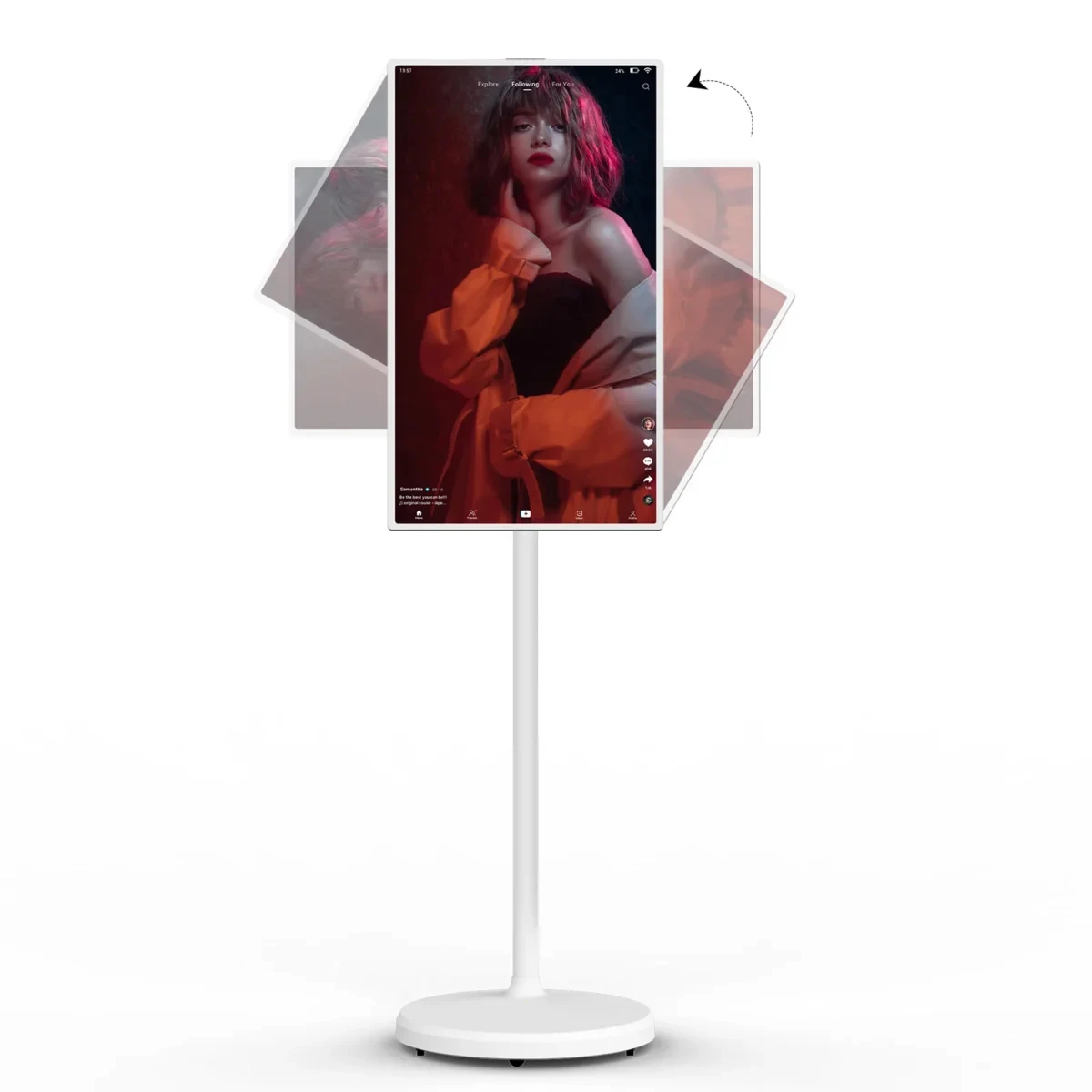 21.5'' Portable Smart TV with Camera Floor Standing Stand and Vertical Display Touch Screen Mobile TV Follows Me 21.5 Inch TV