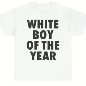 WHITE BOY OF THE YEAR T Shirts Cotton Print Short Sleeve T-shirt Retro Casual Streetwear Vintage Tee Fashion Loose Top UnisexY2K
