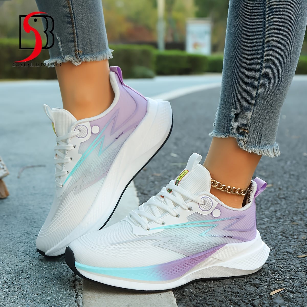Ladies' Casual sneakers | Low-Top Thick-Soled Lace-up Sneakers with Soft Popcorn Sole, Lightweight and Comfortable Design, Suitable for All-Season Wear | Fashionable Lace-up Design, Comfort Fit, Multi-functional Running Shoes