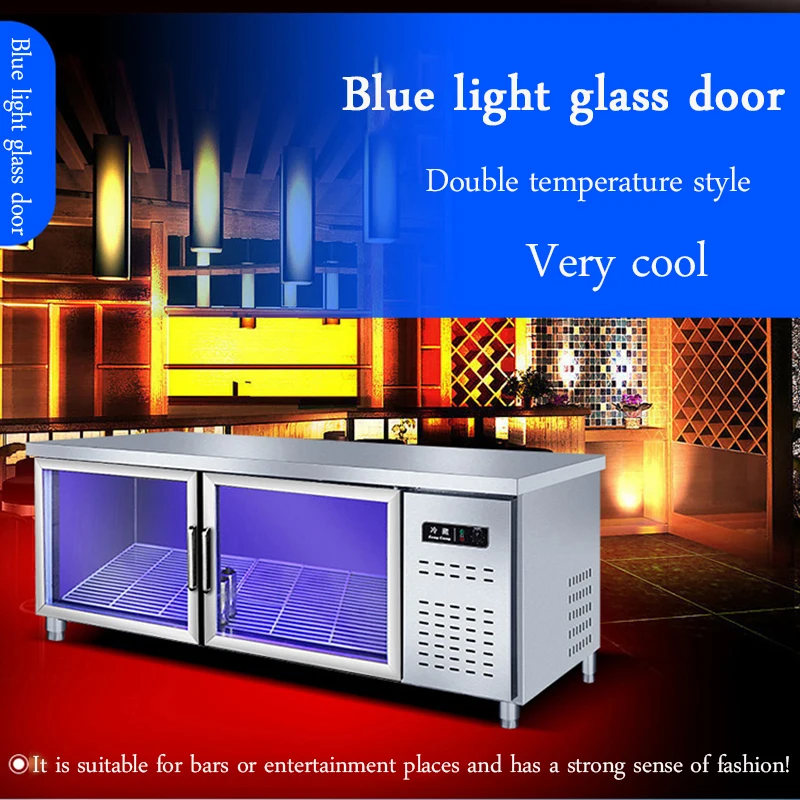 Double temperature freezer commercial fresh-keeping stainless steel display cabinet knob type refrigerator freezer - Image 5