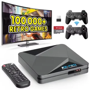X2 Pro Retro Video Game Console TV Box 100000+ Games with 2 Gamepads Super Console 4K 60+ Game Emulators for DC/Arcade/MAME/Sega