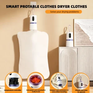 Mini Portable Folding Electric Dryer PTC Heating Clothes Dryer 360° Hot Air Circulation Shoe Dryer Quick Drying Machine Travel