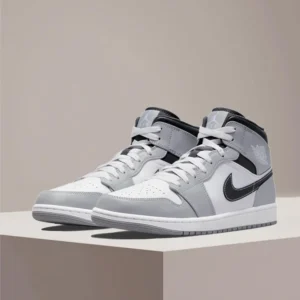 Nike Air Jordan 1 Mid “Light Smoke Gray” Men's Cushioned Mid-Top Retro Basketball Shoes 554724-078
