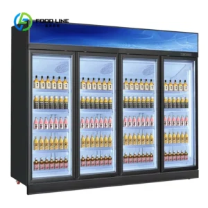 Customized Commercial 4 Door Large Capacity Luxury Beer Drink Flower Cooling Display Refrigerator Ideal for Florist Shop Bar