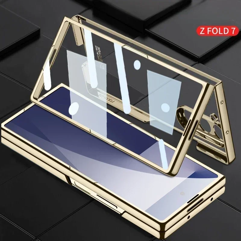 For Samsung Z Fold 7/6/5G Electroplating Phone Case Transparent Shell Film Shockproof Protective Cover for Fold 7/6 Hinge - Image 3