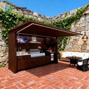 Customized Hot Sale All-In-One Multi-Functional Outdoor Mobile Kitchen Easy Install With Combined Sink and Fridge