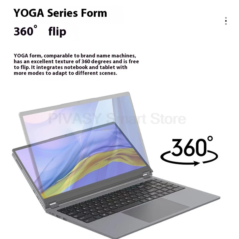 15.6 Inch 360° Flip Yoga Convertible Laptop AMD Ryzen 3 3200U 16GB IPS Touchscreen Lightweight for Students Business Portable - Image 5