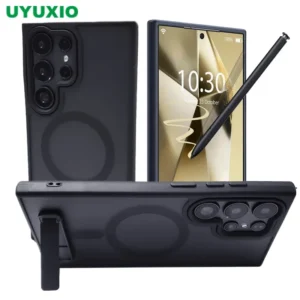 UYUXIO Magnetic Mobile Phone Case with Kickstand for Samsung Galaxy S26 S25 S24 S23 Ultra FE S22 Plus Stand Cases with Holder