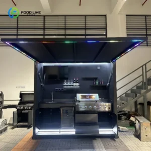 New Modular SS304 Outdoor BBQ Kitchen with Disassemble Closable Shed BBQ Grills and Sink&fridge Combo for Family Party