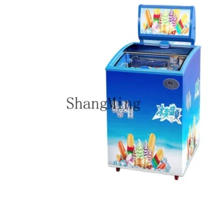 ZYY vertical small ice cream freezer commercial mini refrigerated frozen transparent glass door display cabinet