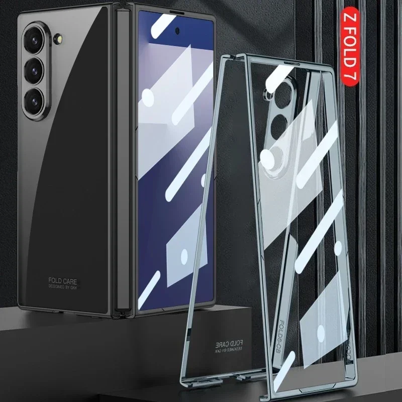 For Samsung Z Fold 7/6/5G Electroplating Phone Case Transparent Shell Film Shockproof Protective Cover for Fold 7/6 Hinge - Image 5