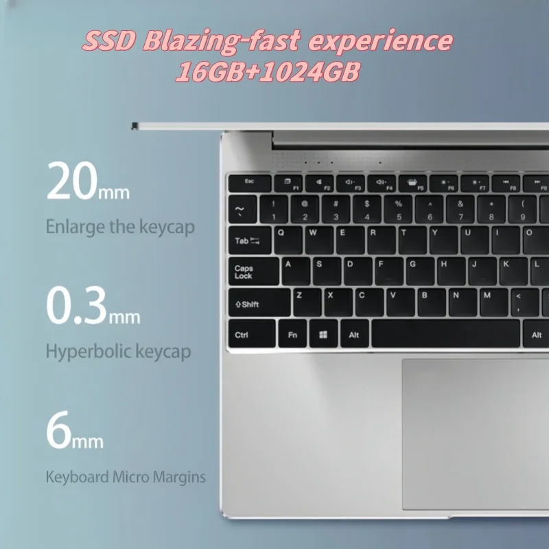 Ultra Slim Laptop 14.1" 16GB RAM 2TB SSD Intel N3700 Notebook Windows 11 Pro 1920*1080 Display Office Study Computer PC - Image 6