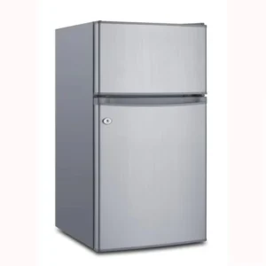 90L Portable Mini Stainless Steel Household Refrigerator Energy-Saving Low Power Consumption Two Doors for Free-zing