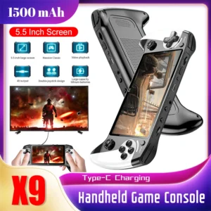 X9 Handheld Game Console Built-in 9 Classic Game Emulators 5.5Inch Screen 1500mAh 360° Non-slip joystick Retro Video Game Player