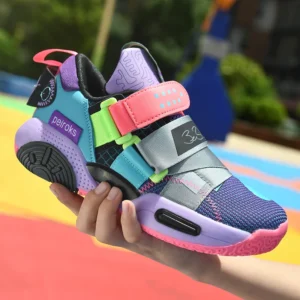 Children Boys Basketball Shoes Cushioned Shock Absorption Comfy Athletic Sports Running Outdoor Non-slip Walking For Kids