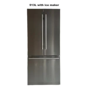 USA Brand 110V 220V 513L Fridges Large Capacity French 3-door Inverter Refrigerator Ice Maker Stainless Steel Panel Inside