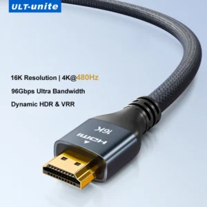 16K HDMI 2.2 Cable 96Gbps Ultra High Speed 8K120Hz 4K480Hz HDMI Cord HDCP 2.3 HDR10 for PS5/Xbox Series X|S/Roku TV/Gaming