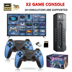 X2 Retro Game Stick 4K Video Game Console 40000+ Games,30+ Emulators,HD Output 2 Wireless Controllers,Plug and Play,TV/Computer